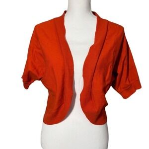 Ann‎ Taylor Loft Orange Short Sleeve Shrug Cardigan Women's XL